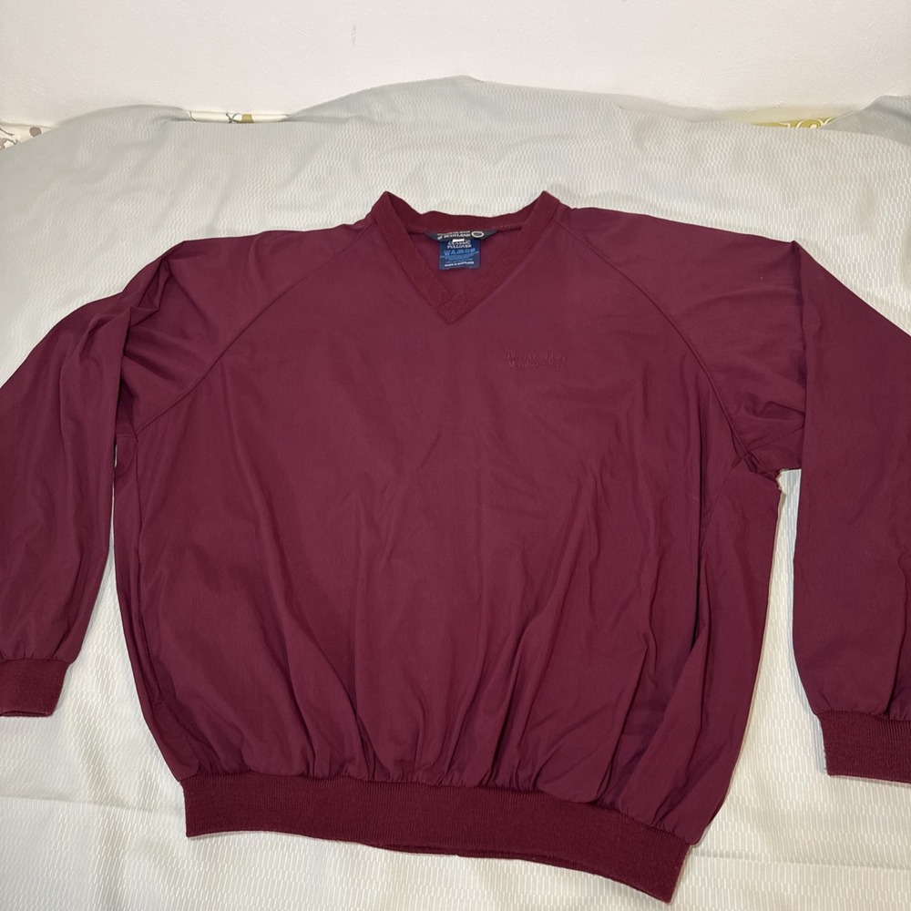 Vtg Sunderland Of Scotland Golf Windbreaker V-neck Burgundy Nylon Men's XL